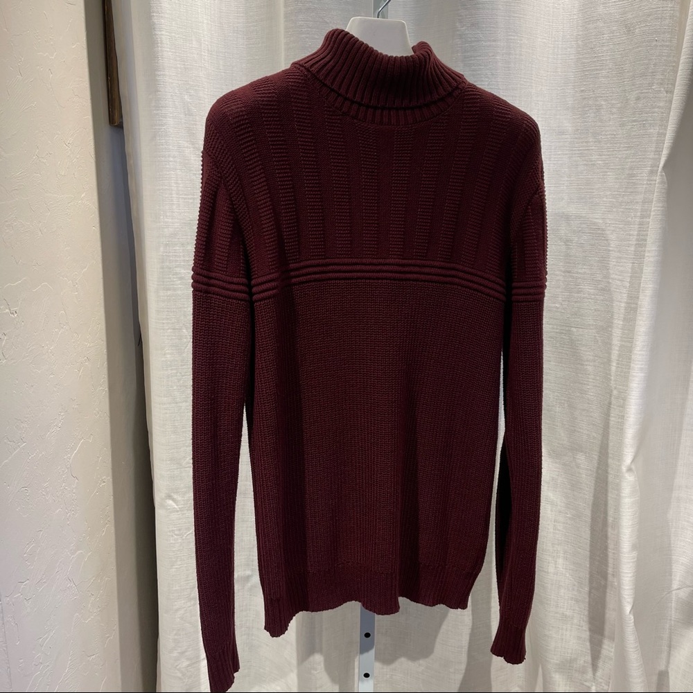 Mens XRAY Jeans Turtleneck Sweater - Deep Wine - L (Slim Cut)